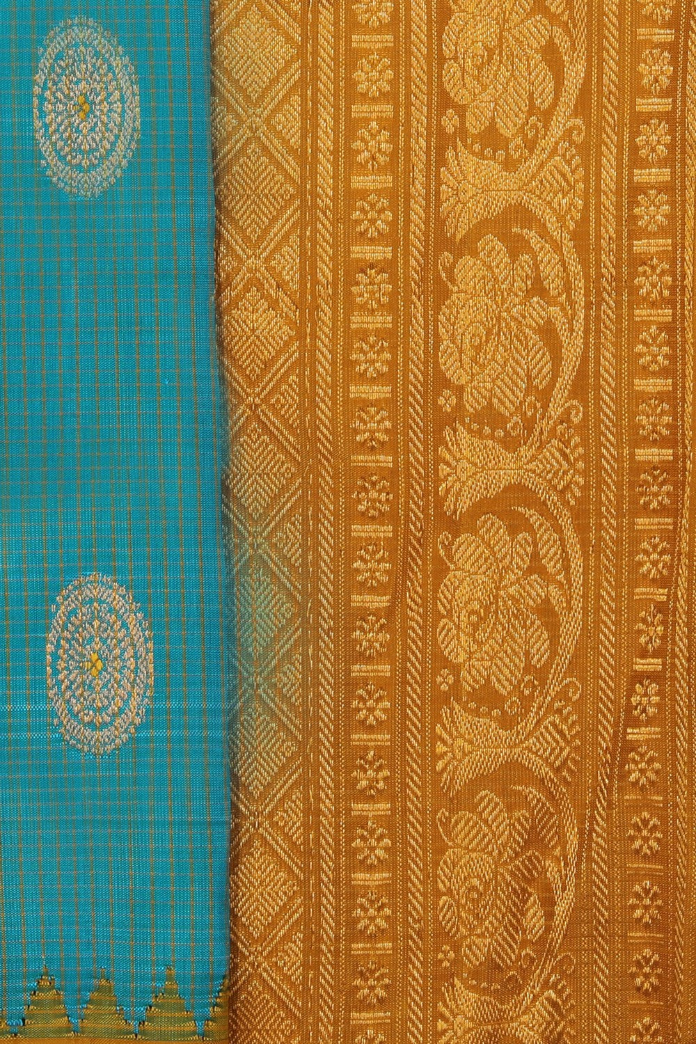 Gadwal Silk Teal Blue Saree