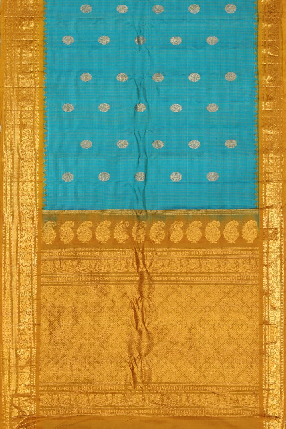 Gadwal Silk Teal Blue Saree