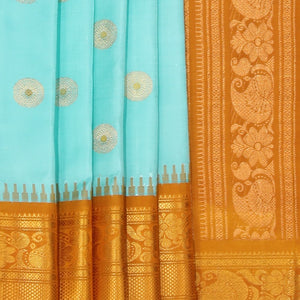 Gadwal Silk Turquoise Blue Saree
