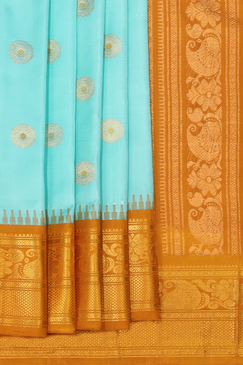 Gadwal Silk Turquoise Blue Saree