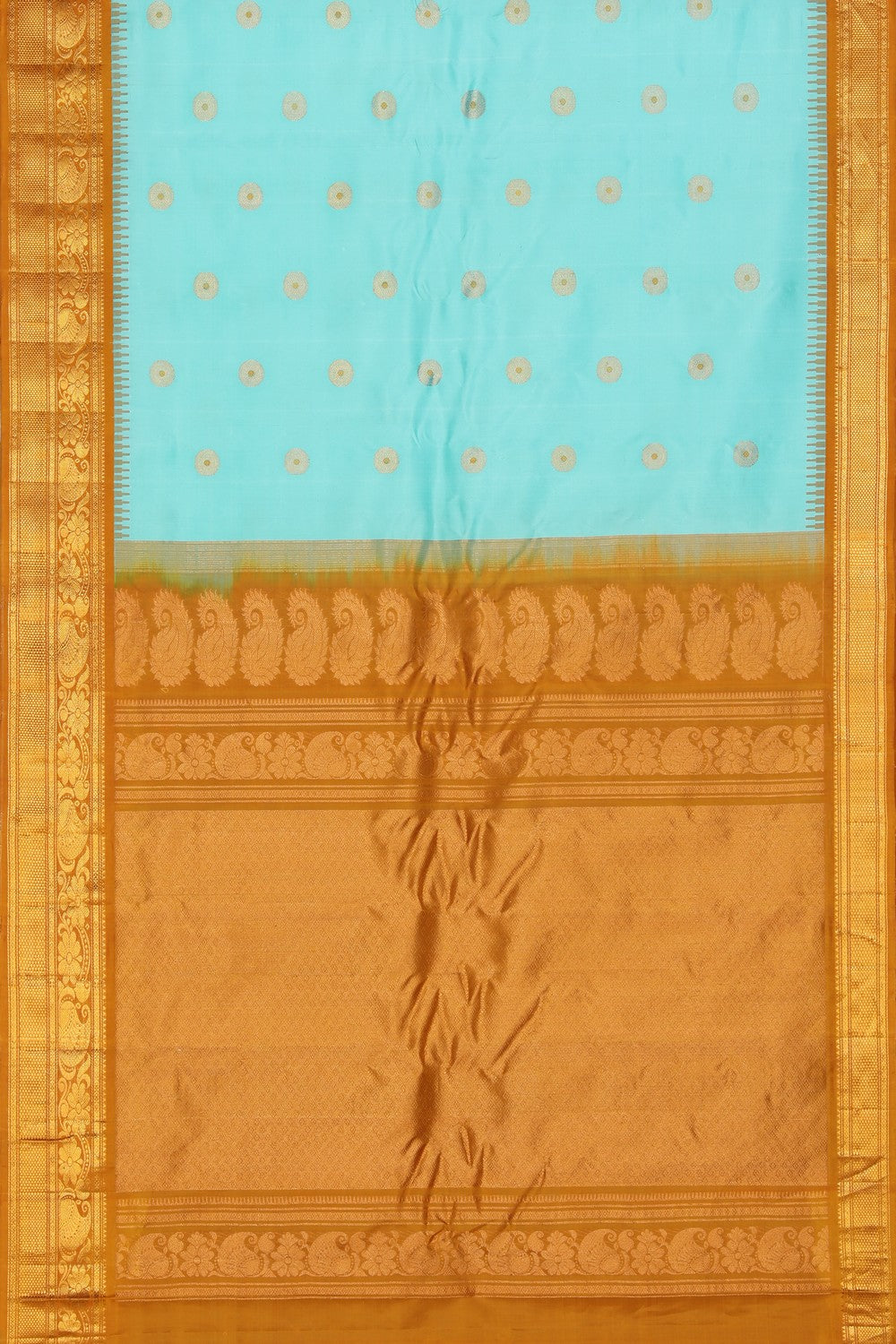 Gadwal Silk Turquoise Blue Saree