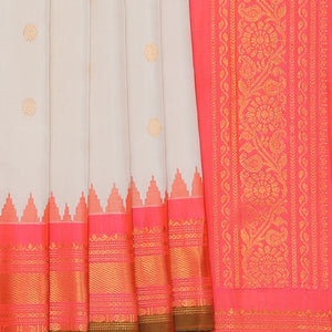 Gadwal Silk Off-White Saree