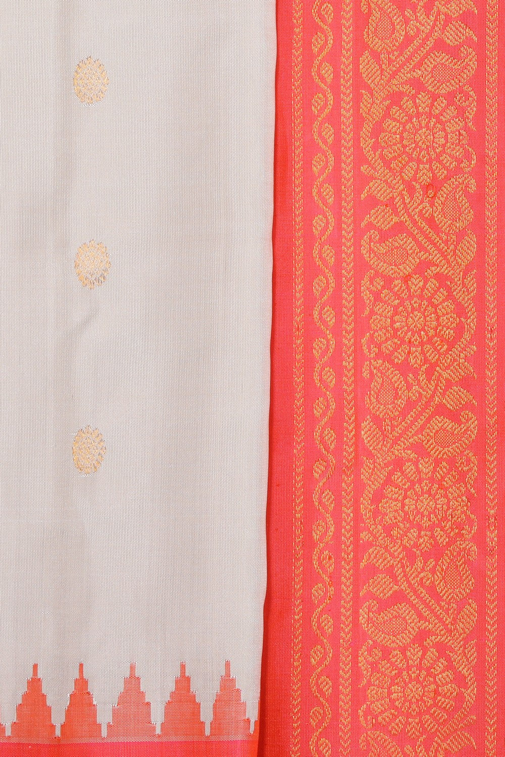Gadwal Silk Off-White Saree