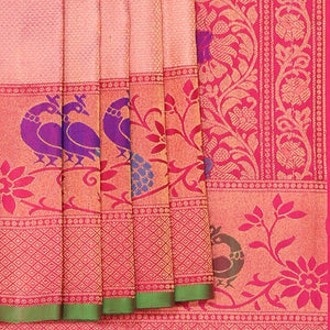 Gadwal Silk Peach Saree