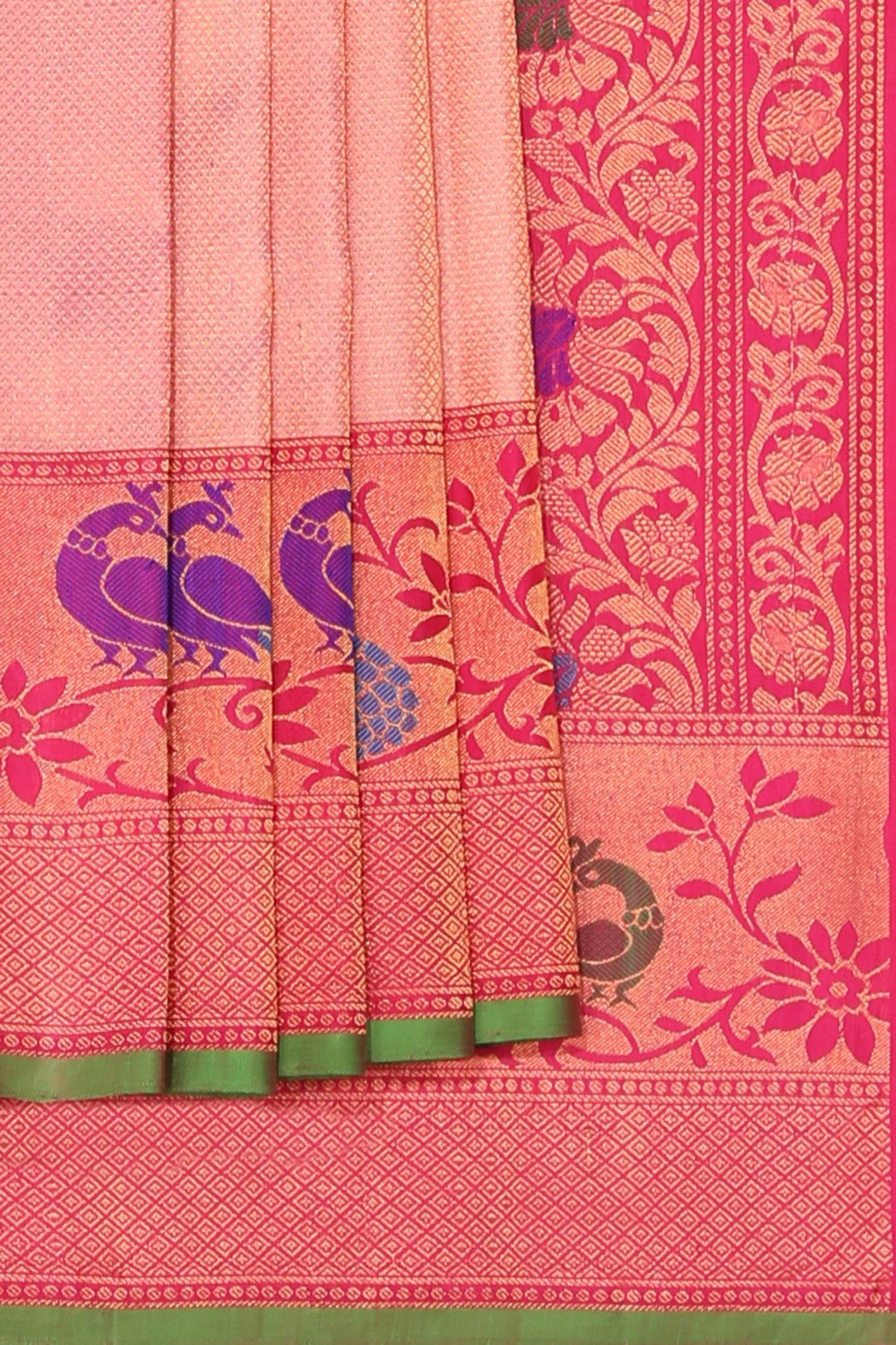 Gadwal Silk Peach Saree