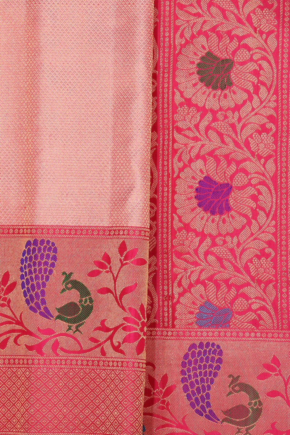 Gadwal Silk Peach Saree