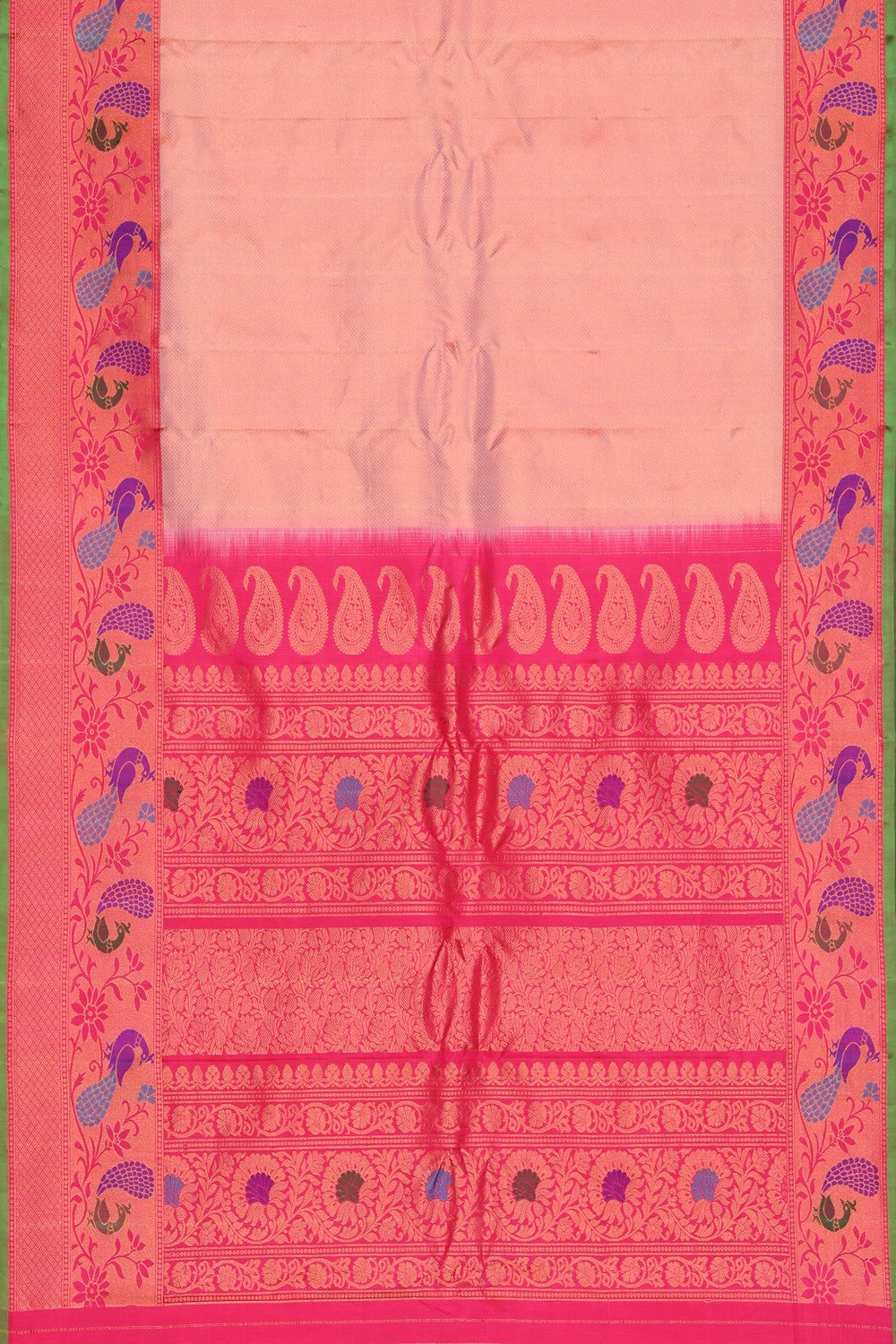 Gadwal Silk Peach Saree