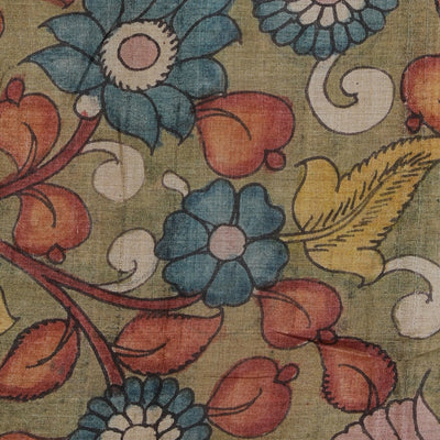 Kalamkari Hand-Painted Tussar Silk Saree