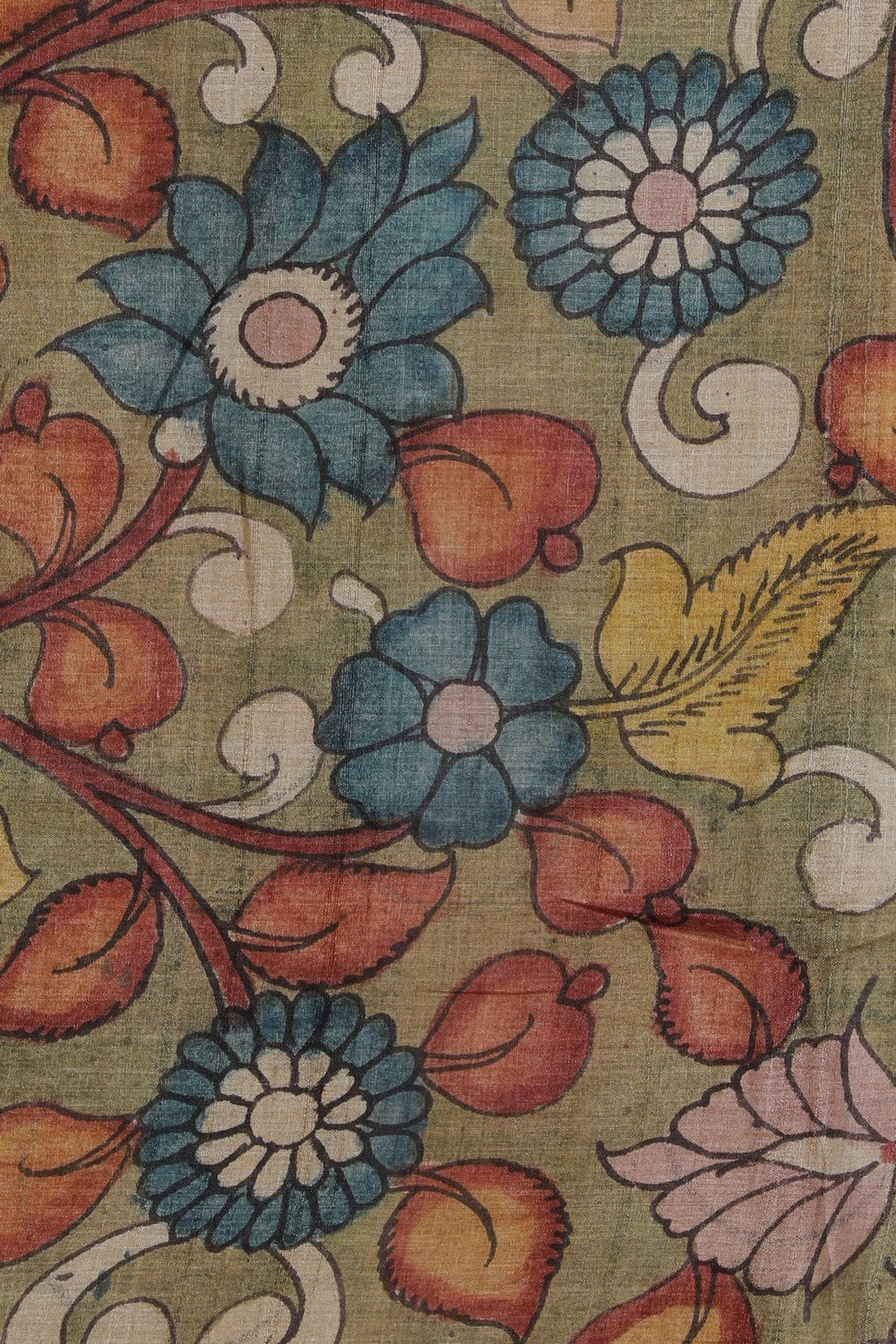 Kalamkari Hand-Painted Tussar Silk Saree