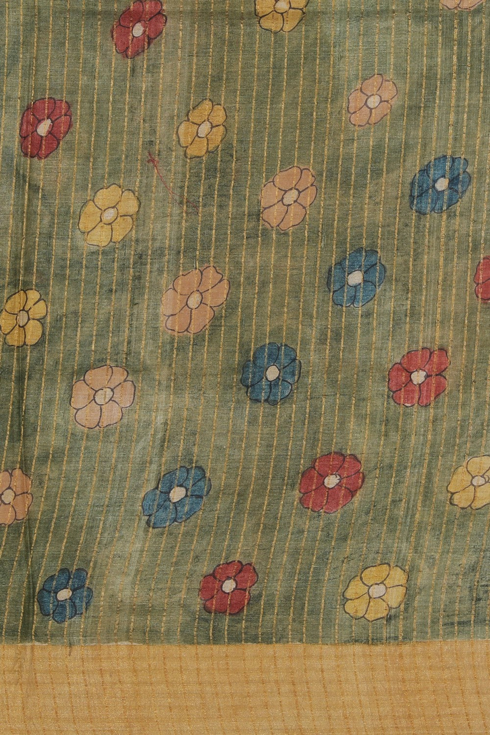 Kalamkari Hand-Painted Tussar Silk Saree