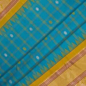 Gadwal Silk Kattam Blue Saree