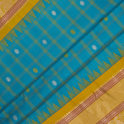 Gadwal Silk Kattam Blue Saree