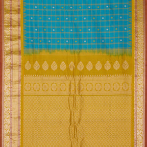 Gadwal Silk Kattam Blue Saree