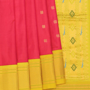 Gadwal Silk Fuchsia-Pink Saree With Paithani-Fusion Pallu
