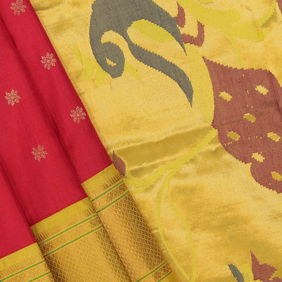 Gadwal Silk Fuchsia-Pink Saree With Paithani-Fusion Pallu