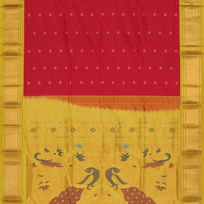 Gadwal Silk Fuchsia-Pink Saree With Paithani-Fusion Pallu
