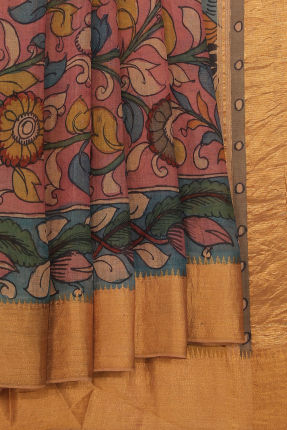 Kalamkari Painted Mangalagiri Saree