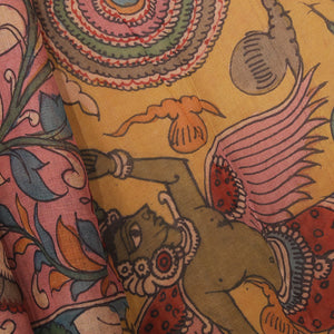 Kalamkari Painted Mangalagiri Saree