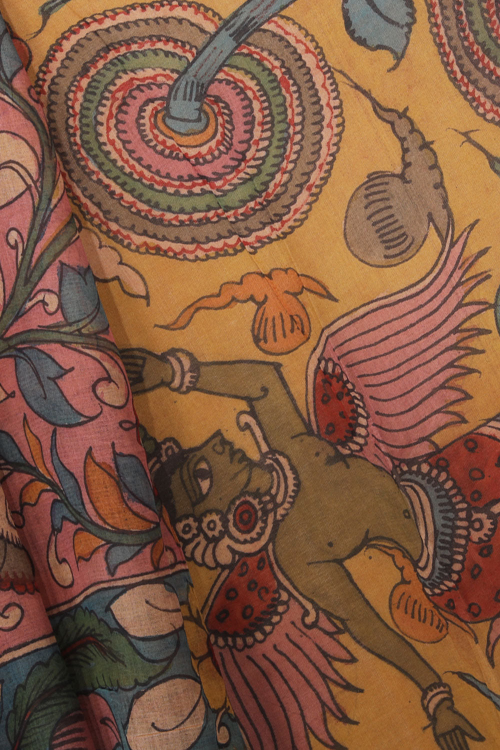 Kalamkari Painted Mangalagiri Saree