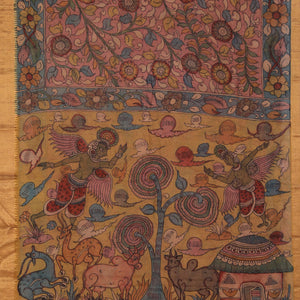 Kalamkari Painted Mangalagiri Saree