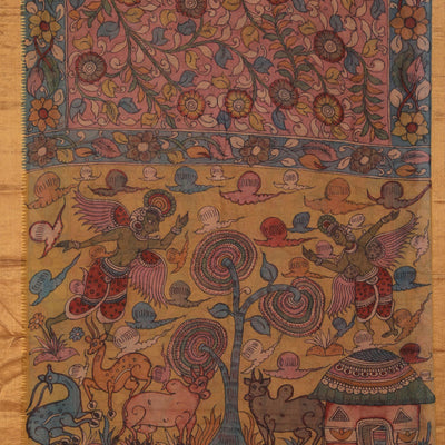 Kalamkari Painted Mangalagiri Saree
