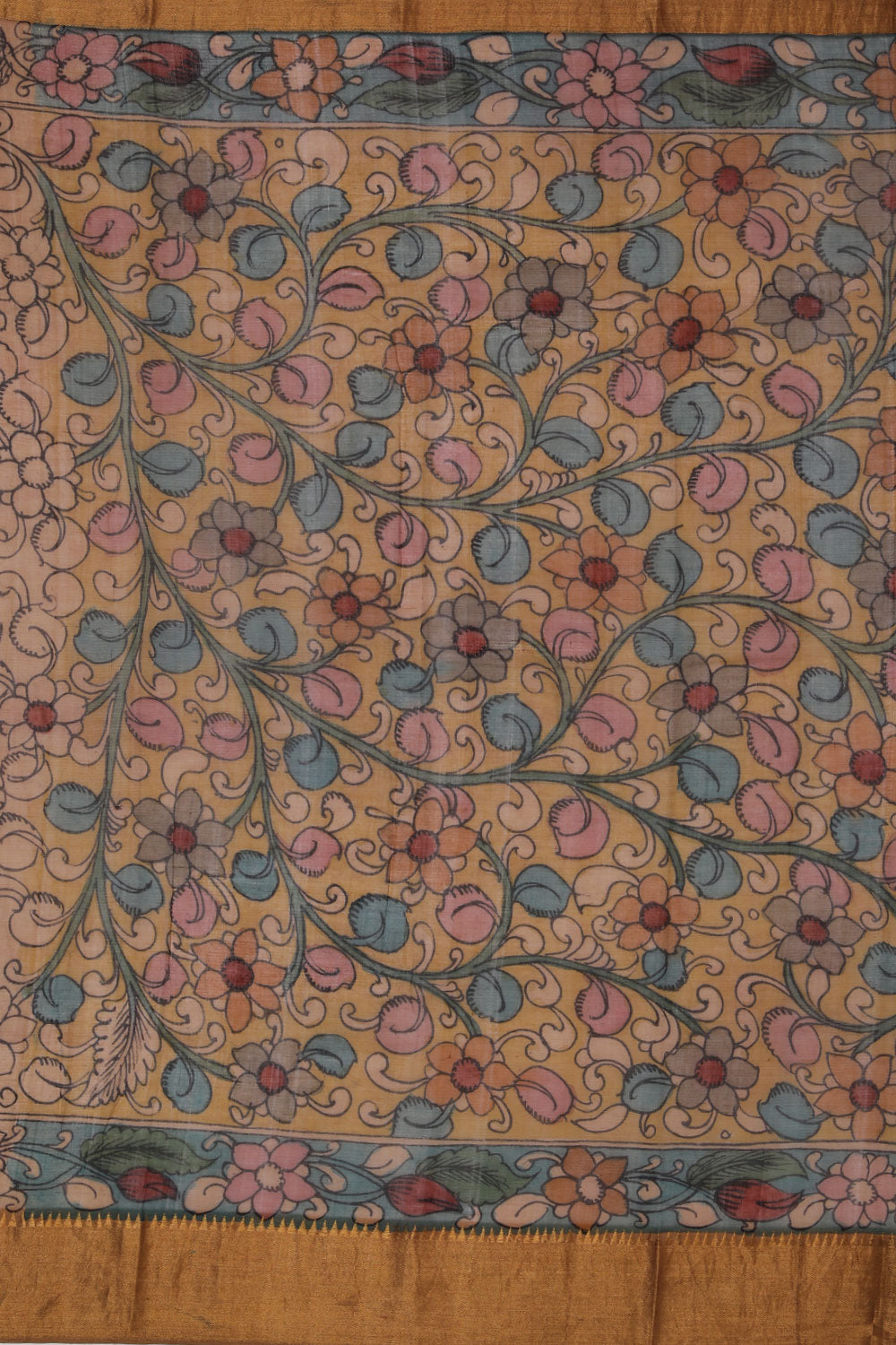 Kalamkari Painted Mangalagiri Saree