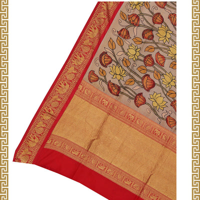 Grey Kalamkari Hand-Painted Dupatta