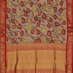 Grey Kalamkari Hand-Painted Dupatta
