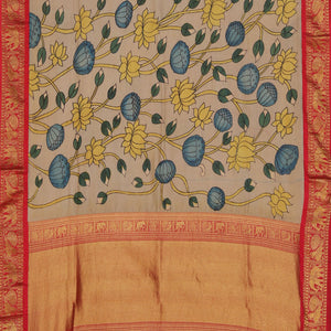 Grey Kalamkari Hand-Painted Dupatta