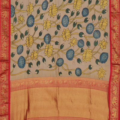 Grey Kalamkari Hand-Painted Dupatta