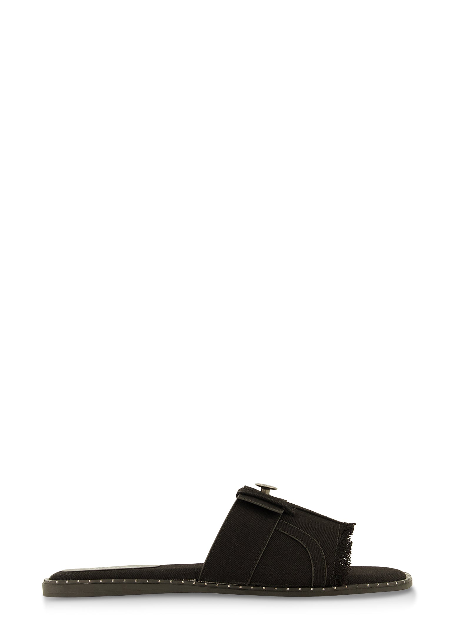 Studded Trim Denim Slide Sandals