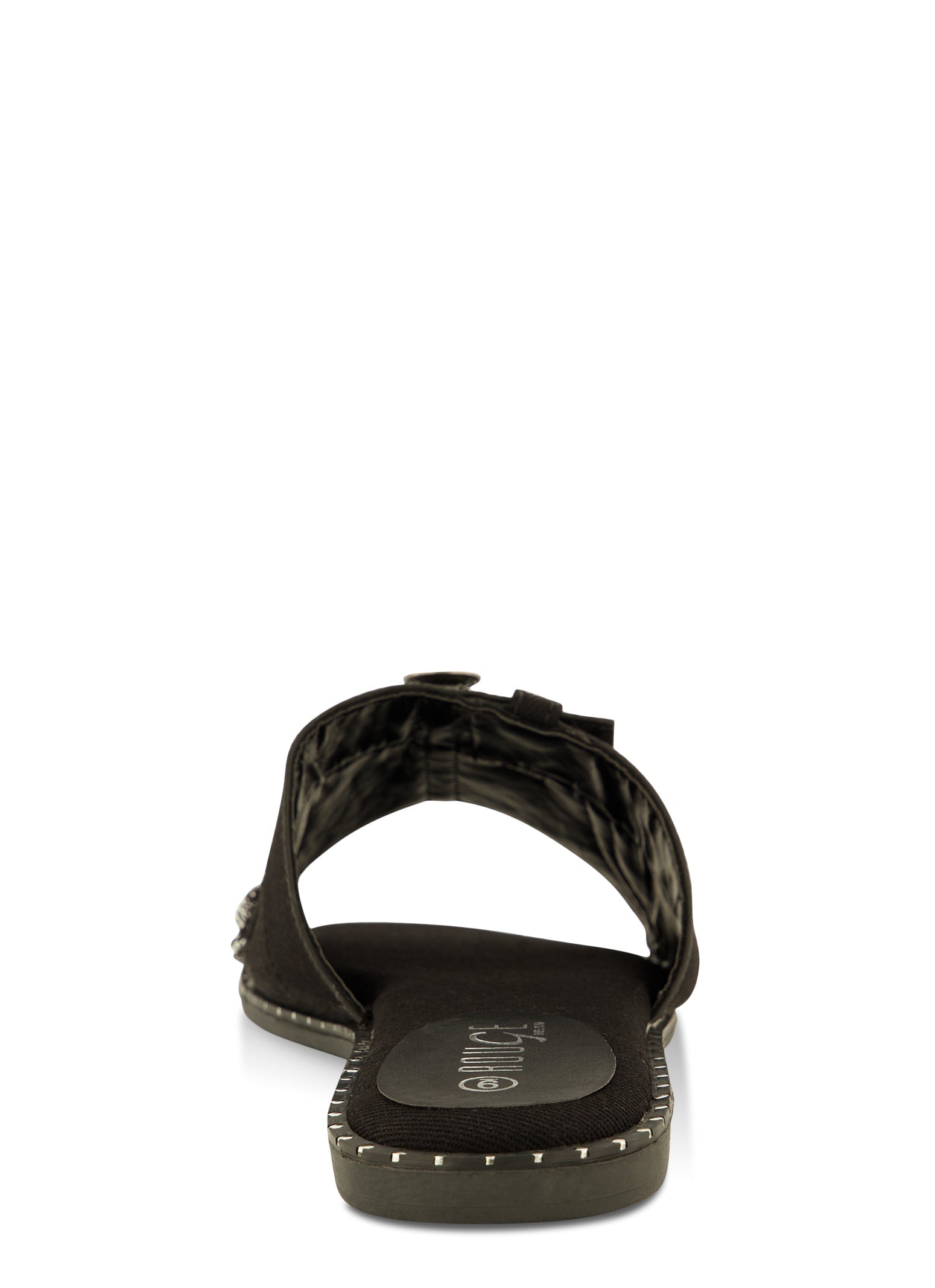 Studded Trim Denim Slide Sandals