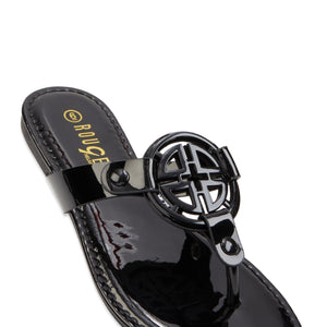 Geometric Pendant Thong Slide Sandals
