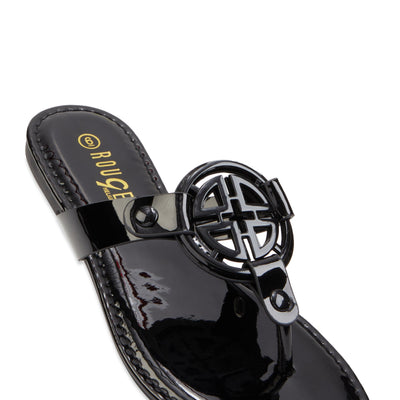 Geometric Pendant Thong Slide Sandals