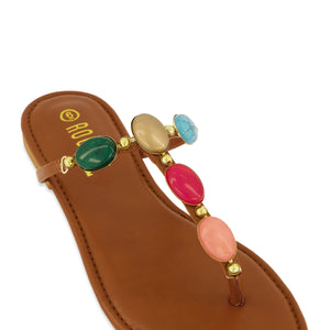 Boho Gemstone Thong Slide Sandals