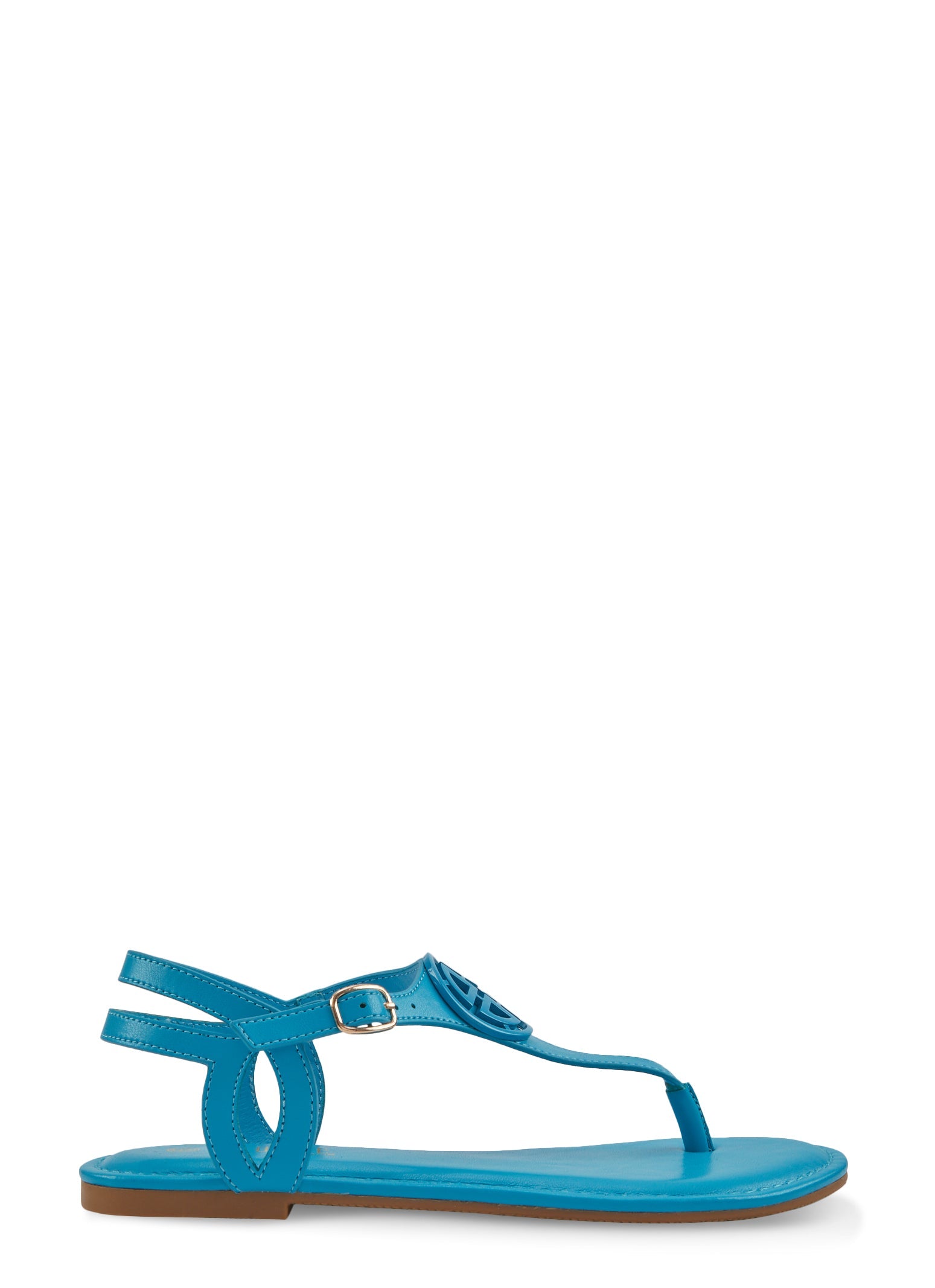 Geo Pendant Thong Ankle Strap Sandals