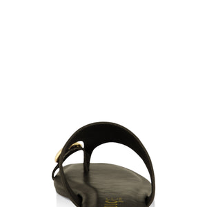Metallic Toe Loop Detail Thong Slide Sandals