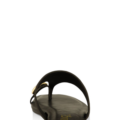 Metallic Toe Loop Detail Thong Slide Sandals