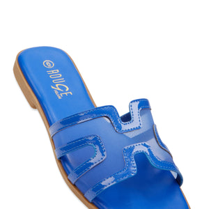 Mesh Insert Cut Out Band Slide Sandals