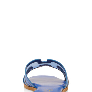 Mesh Insert Cut Out Band Slide Sandals
