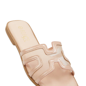 Mesh Insert Cut Out Band Slide Sandals
