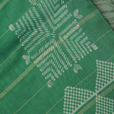 Geometric Diamond Printed Green Saree