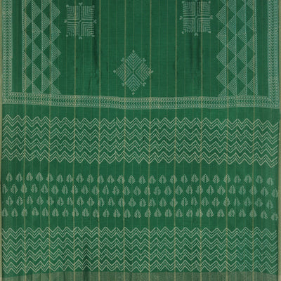 Geometric Diamond Printed Green Saree
