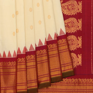 Gadwal Silk Ivory Off-White Saree