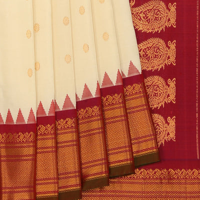 Gadwal Silk Ivory Off-White Saree