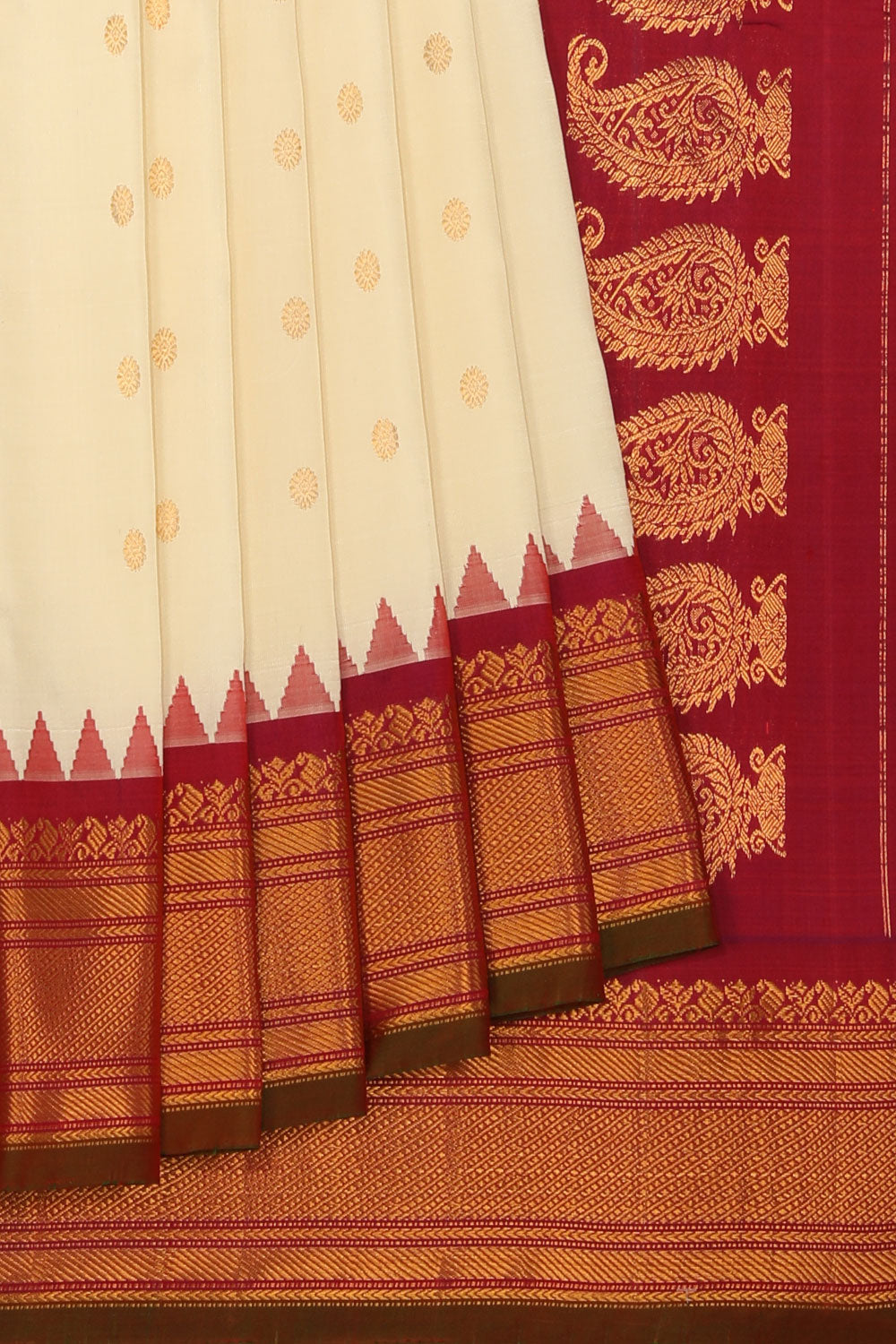 Gadwal Silk Ivory Off-White Saree