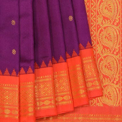 Gadwal Silk Violet Saree