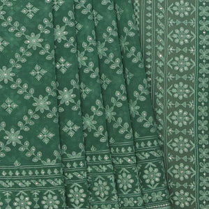 Georgette Smoky Green Saree