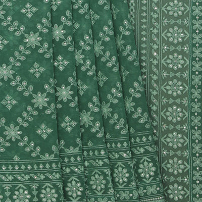 Georgette Smoky Green Saree