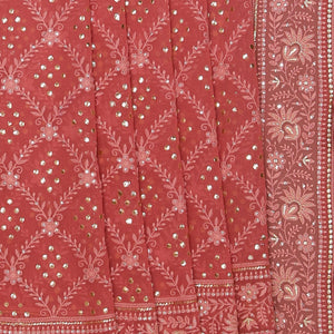 Georgette Coral-Pink Saree